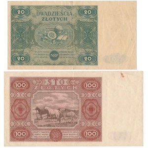 20 and 100 zloty 1947 - set (2pcs)