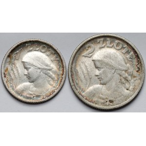 Woman and ears 1 and 2 gold 1924 Paris - set (2pcs)