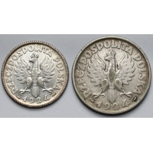 Woman and ears 1 and 2 gold 1924 Paris - set (2pcs)