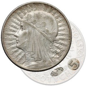 Hlava ženy 5 zlotých 1932 se značkou, Varšava - vzácné