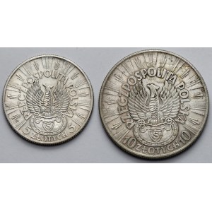 Strzelecki, Piłsudski 5 a 10 zlotých 1934 - sada (2ks)