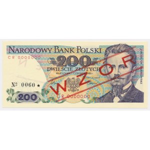 200 złotych 1986 - WZÓR - CR 0000000 - No.0060