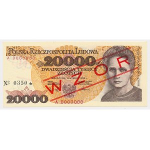 20,000 zloty 1989 - MODEL - A 0000000 - No.0350.