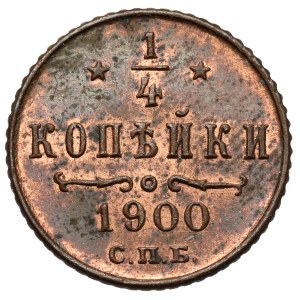 Russia, Nicola II, 1/4 di copechi 1900, San Pietroburgo