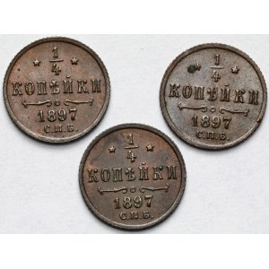 Russia, Nicholas II, 1/4 kopecks 1897, St. Petersburg - set (3pcs)