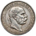 Hungary, Franz Joseph I, 5 crowns 1907 KB, Kremnica - 40 years of coronation