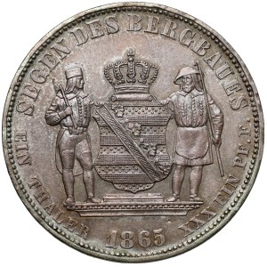 Sassonia, Johann V, Thaler 1865-B, Dresda - estrazione mineraria