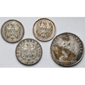 Germania, Thaler 1871 e 1-2 marchi 1924-1926 - set (4 pezzi)