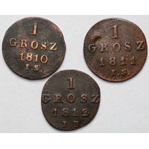 Księstwo Warszawskie, Grosze 1810-1812 - zestaw (3szt)