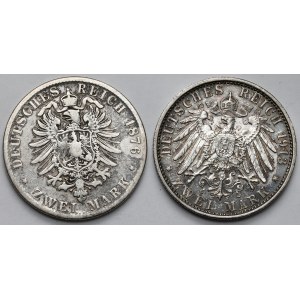 Germany, Prussia and Bavaria, 2 marks 1876-1913 - set (2pcs)