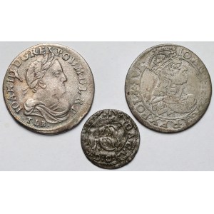 Jan II Kazimierz i Jan III Sobieski, Szeląg i Szóstaki 1661-1681 - zestaw (3szt)