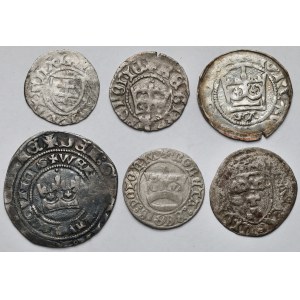 Set medievale, scellino, mezzo penny e penny (6 pezzi)
