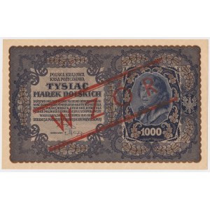 1 000 mkp 1919 III Serja AT - přetisk WZÓR tzv. vzor Kamiński.