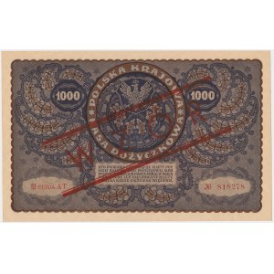 1 000 mkp 1919 III Serja AT - přetisk WZÓR tzv. vzor Kamiński.