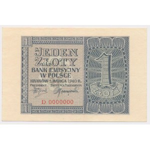 1 złoty 1940 - WZÓR - D 0000000