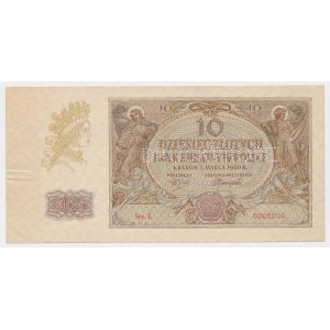 10 zloty 1940 - MODELLO - Ser.L 0000000 - perforazione DRUCKPROBE