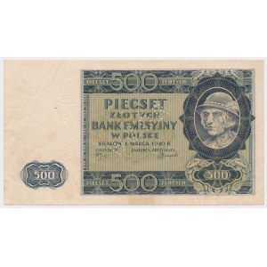 500 złotych 1940 - perforacja WZÓR - bez serii i numeru