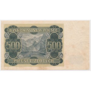 500 złotych 1940 - perforacja WZÓR - bez serii i numeru