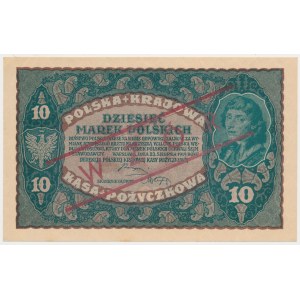 10 mkp 1919 August - gedrucktes WZÓR sog. Kamiński-Muster.