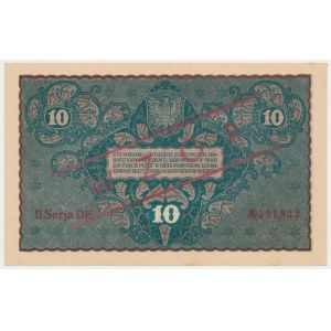 10 mkp 1919 August - gedrucktes WZÓR sog. Kamiński-Muster.