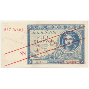 5 zloty 1930 - Ser.CL - with later overprint MODEL so called Kaminski pattern.
