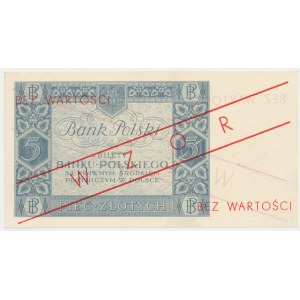 5 zloty 1930 - Ser.CL - with later overprint MODEL so called Kaminski pattern.