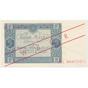 5 zloty 1930 - Ser.BX - later overprinted MODEL so called Kaminski pattern.