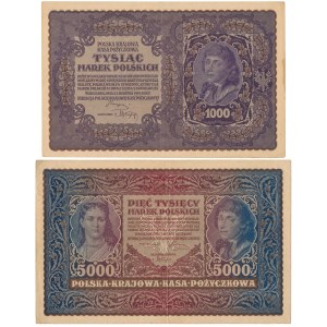 1,000 mkp 1919 August and 5,000 mkp 1920 - set (2pcs)
