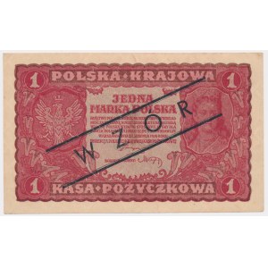 1 mkp 1919 August I Serie DN - überdrucktes MODELL sogenanntes Kaminski Muster.