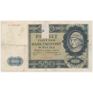500 zloty 1940 - LONDON FALSEFICTION - unstamped