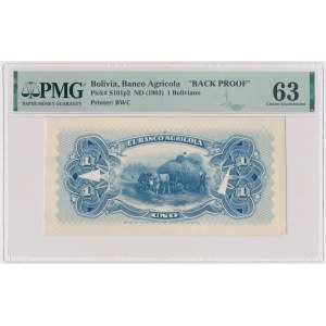 Boliwia, Back Proof 1 Boliviano ND (1903)