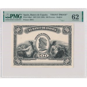 Hiszpania, Front Proof 500 Pesetas ND (1907)