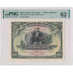Hiszpania, Front Proof 1.000 Pesetas ND (1907)