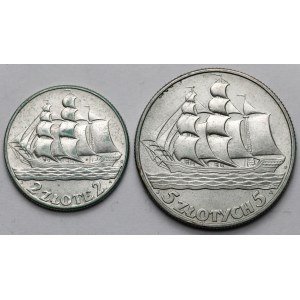 Sailing ship 2 and 5 gold 1936 - set (2pcs)