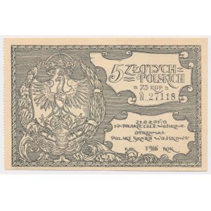 Polish Military Treasury, 5 zlotys = 75 kopecks 1916