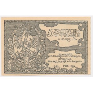 Polish Military Treasury, 5 zlotys = 75 kopecks 1916