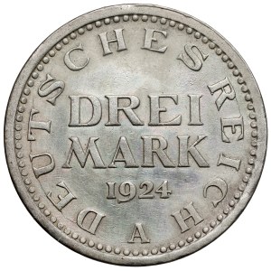 Weimar, 3 marks 1924-A, Berlin