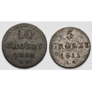 Varšavské vojvodstvo, 5 a 10 grošov 1811-1812 - sada (2ks)