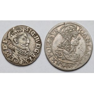 Zygmunt III Waza i Jan II Kazimierz, Trojak 1620 i Szóstak 1661 - zestaw (2szt)