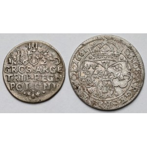 Zygmunt III Waza i Jan II Kazimierz, Trojak 1620 i Szóstak 1661 - zestaw (2szt)