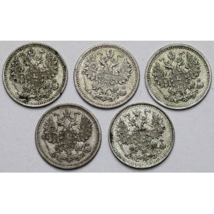 Russia, Alexander III and Nicholas II, 5 kopecks 1884-1913 - set (5pcs)