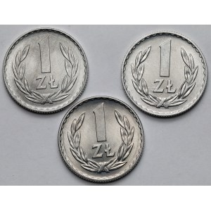 1 złoty 1971-1973 - zestaw (3szt)