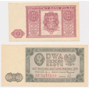 1 zł 1946 i 2 zł 1948 BR - zestaw (2szt)