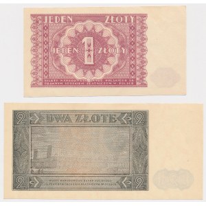 1 zł 1946 i 2 zł 1948 BR - zestaw (2szt)