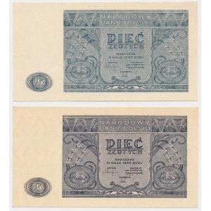 5 złotych 1946 - odmiany kolorystyczne (2szt)