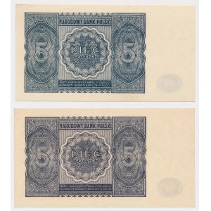 5 złotych 1946 - odmiany kolorystyczne (2szt)