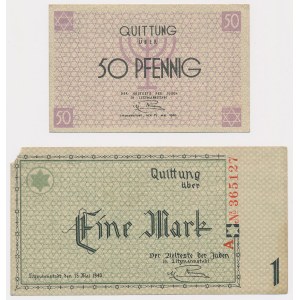 Lodz Ghetto, 50 fenig and 1 mark 1940 (2pcs)