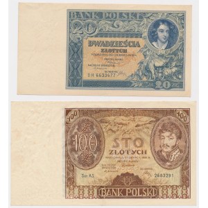 20 zloty 1931 and 100 zloty 1932 - set (2pcs)