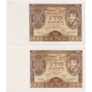 100 zloty 1934 - dashes in watermark and +X+ (2pcs)