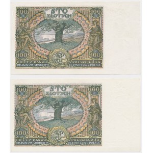 100 zloty 1934 - dashes in watermark and +X+ (2pcs)